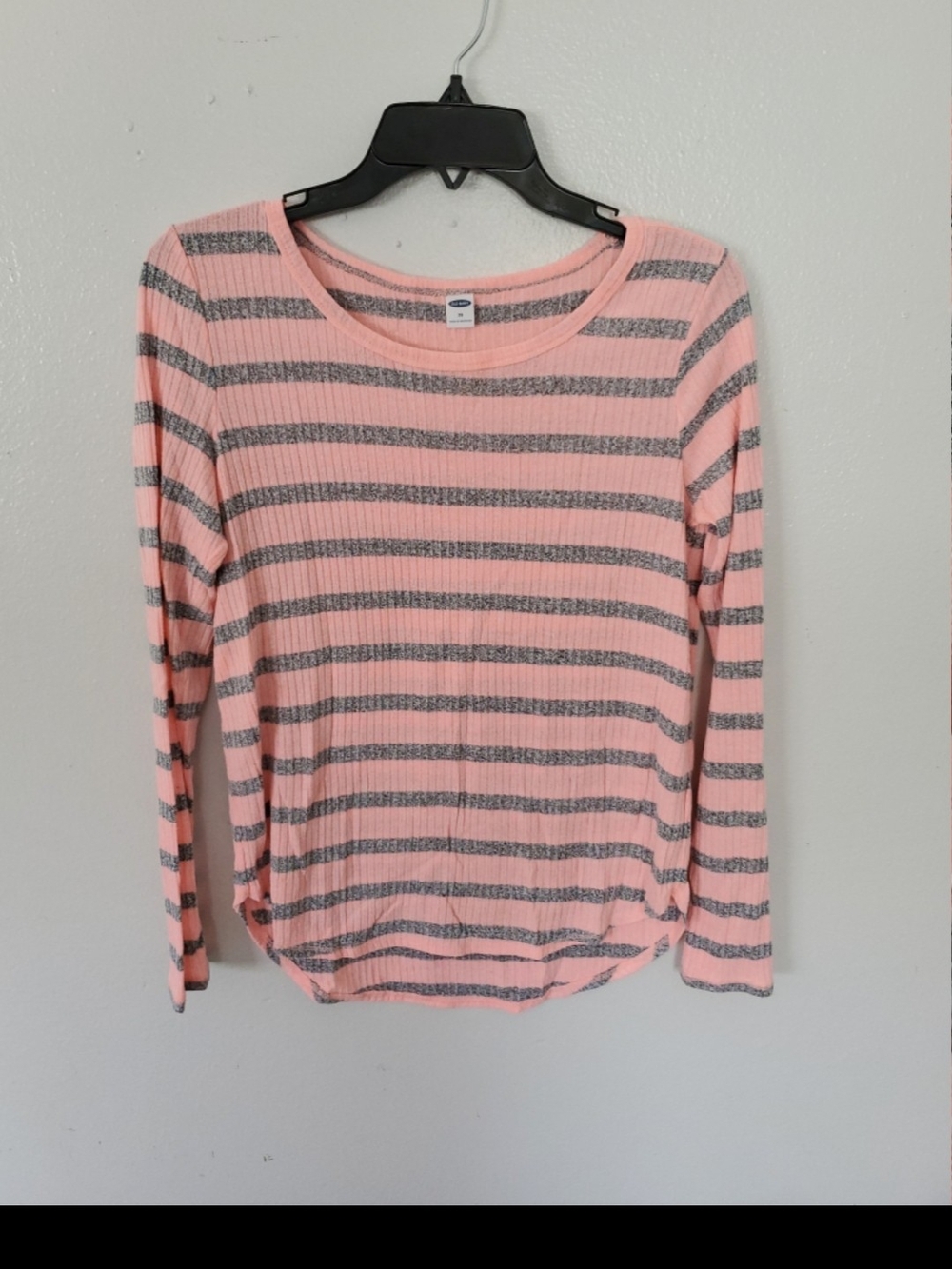 Old Navy Pink and Gray Striped Long Sleeve Top
